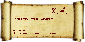 Kvasznicza Anett névjegykártya